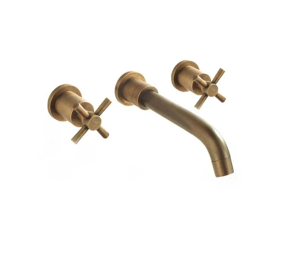 Lorien Brass Wall Faucet With Dual Handles Vintage-Style