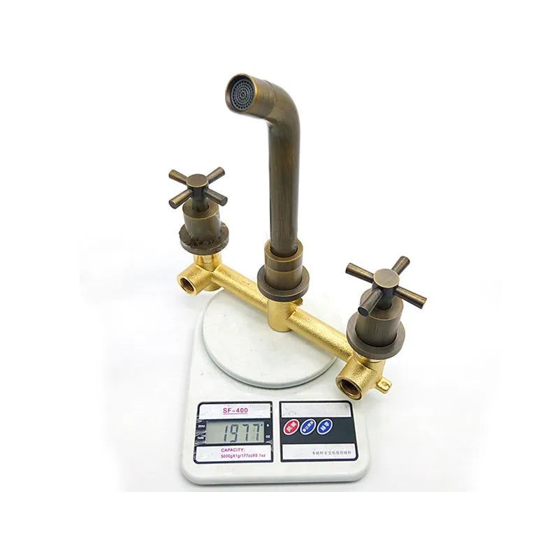 Lorien Brass Wall Faucet With Dual Handles Vintage-Style