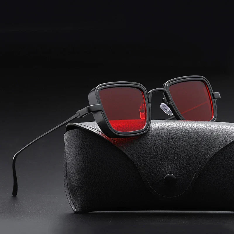 Gafas de sol cuadradas retro Aurex con montura dorada y protección UV400