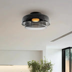 Lampada da soffitto Lumenweave Nordic con paralume in vetro artigianale