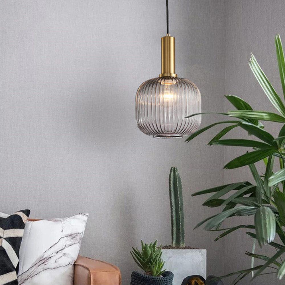 Nordic Fluted Glass Pendant Lamp for Modern Interiors