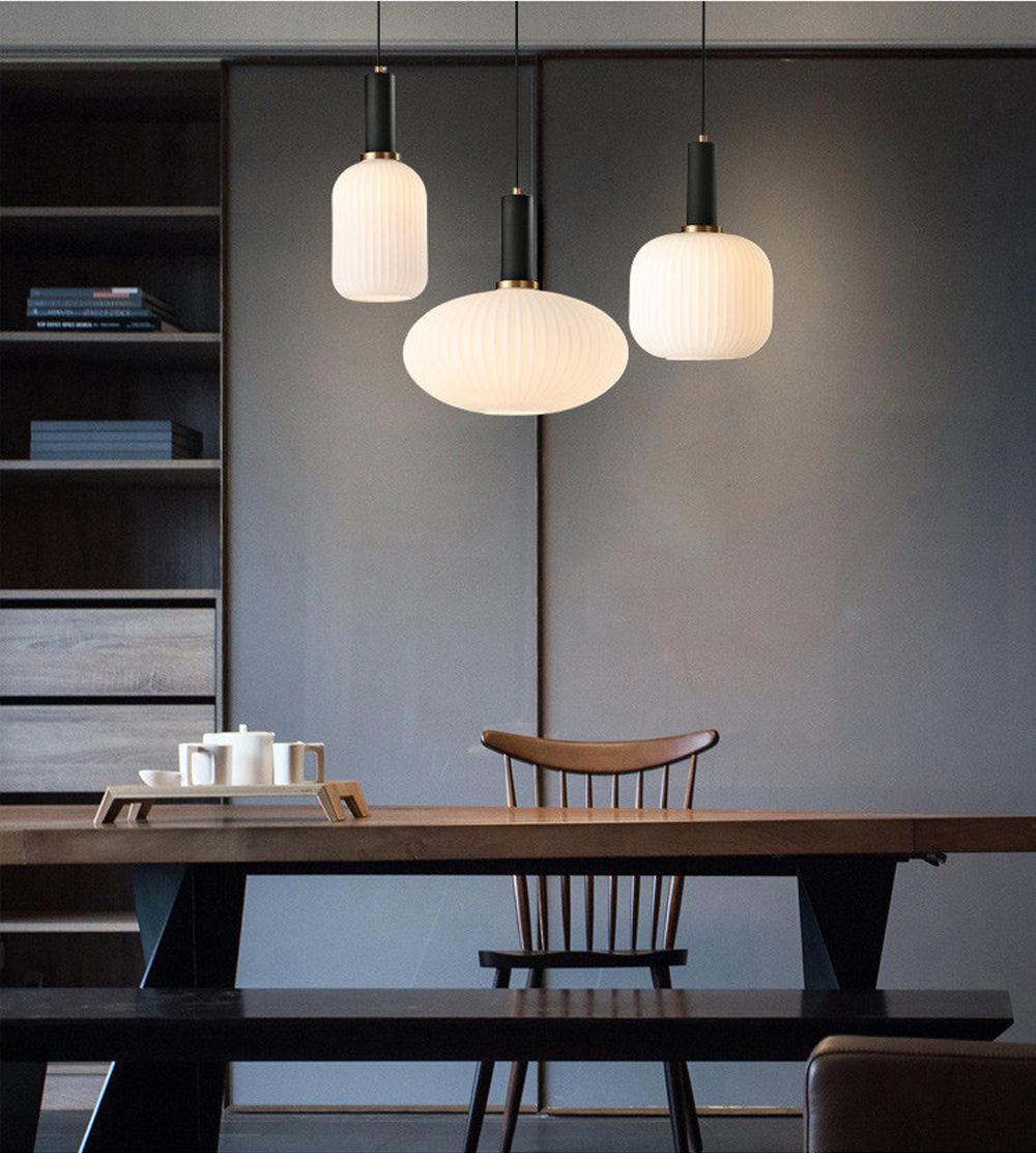 Nordic Fluted Glass Pendant Lamp for Modern Interiors