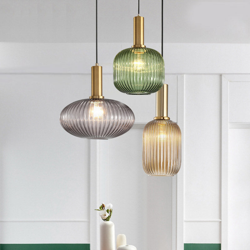 Nordic Fluted Glass Pendant Lamp for Modern Interiors