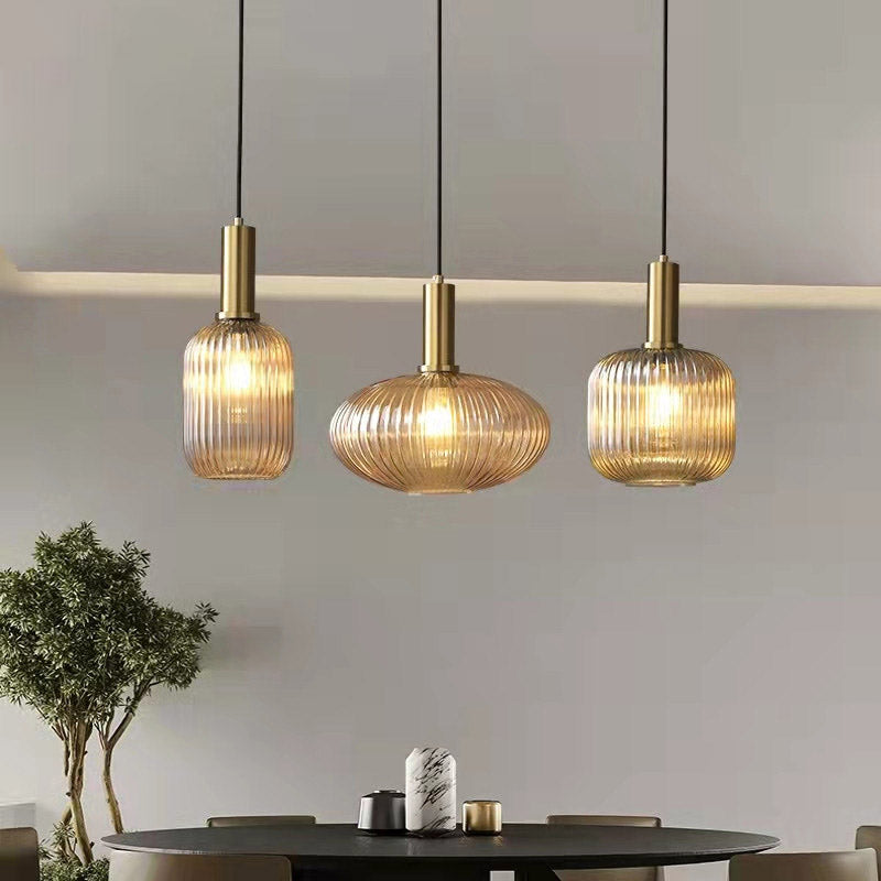 Nordic Fluted Glass Pendant Lamp for Modern Interiors