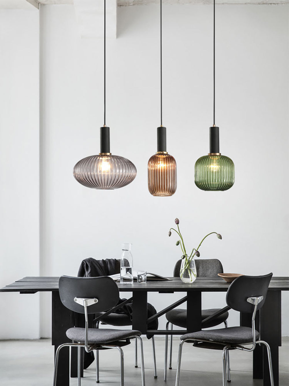 Nordic Fluted Glass Pendant Lamp for Modern Interiors