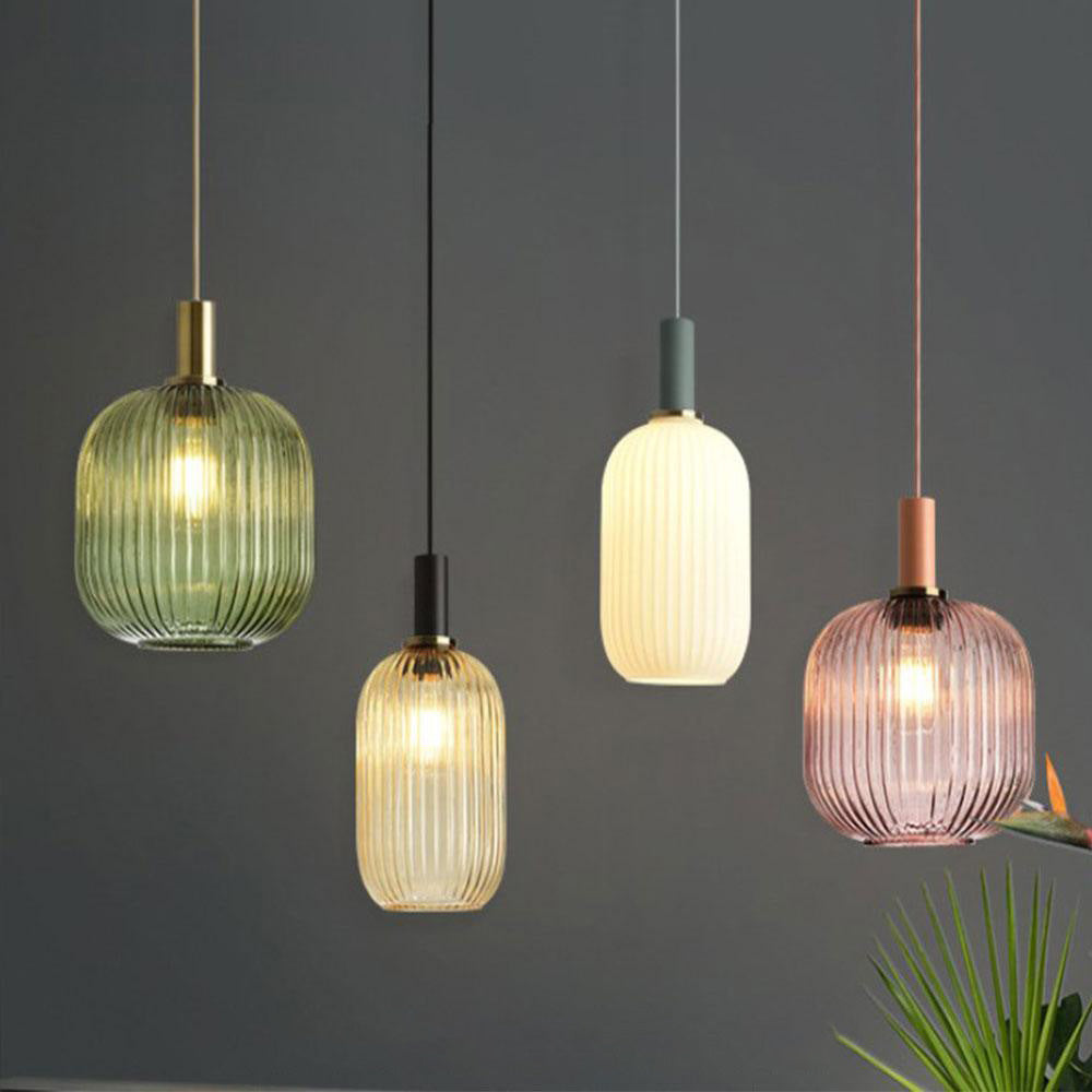 Nordic Fluted Glass Pendant Lamp for Modern Interiors