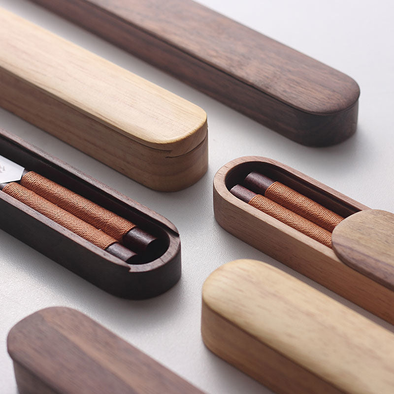Virelle Black Walnut Chopsticks In Wooden Box With Thread