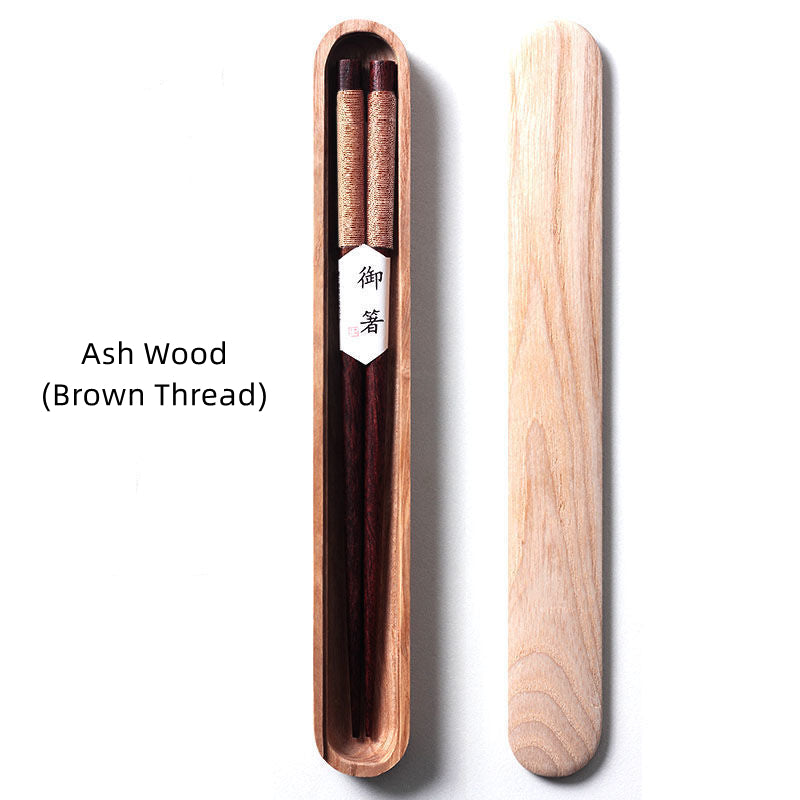 Virelle Black Walnut Chopsticks In Wooden Box With Thread