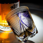 כוס וויסקי ידנית מיוורי עם עיט הנשר הסגול ואריזת עץ | Petprovac