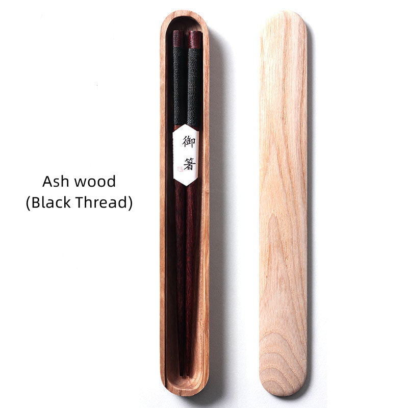 Virelle Black Walnut Chopsticks In Wooden Box With Thread