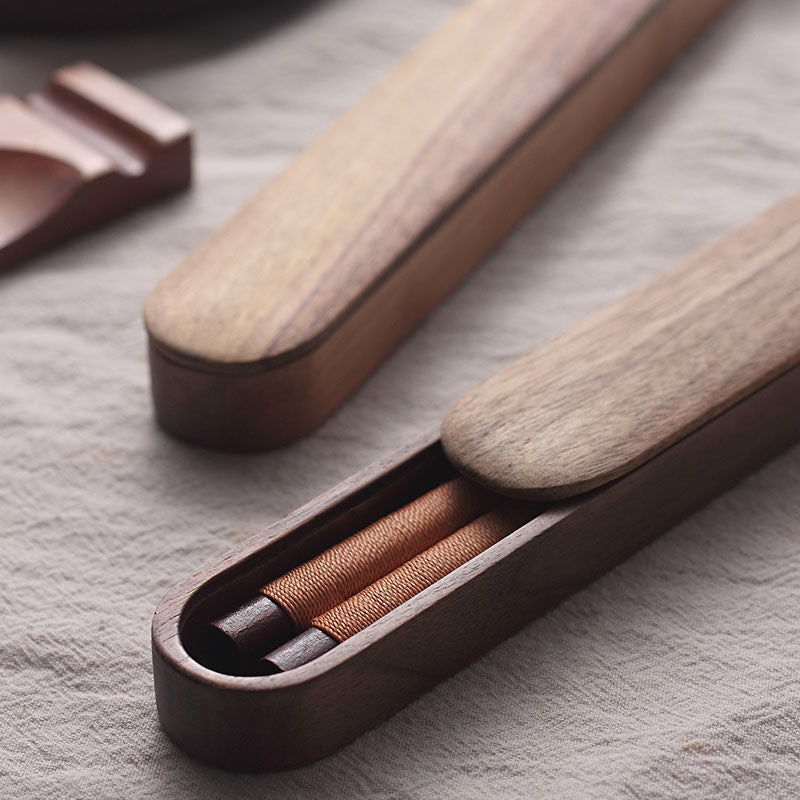 Virelle Black Walnut Chopsticks In Wooden Box With Thread