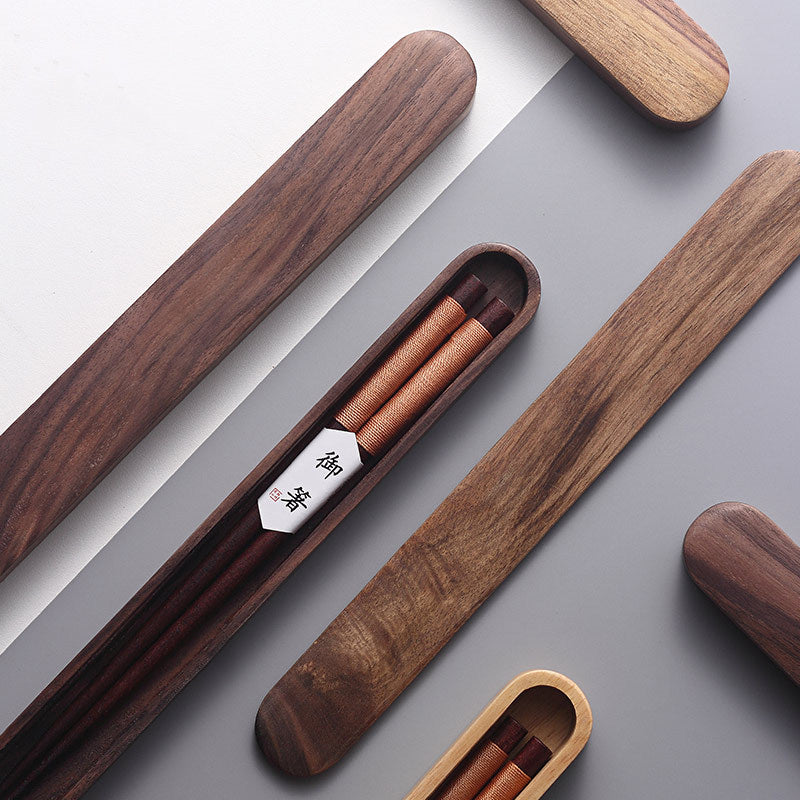 Virelle Black Walnut Chopsticks In Wooden Box With Thread