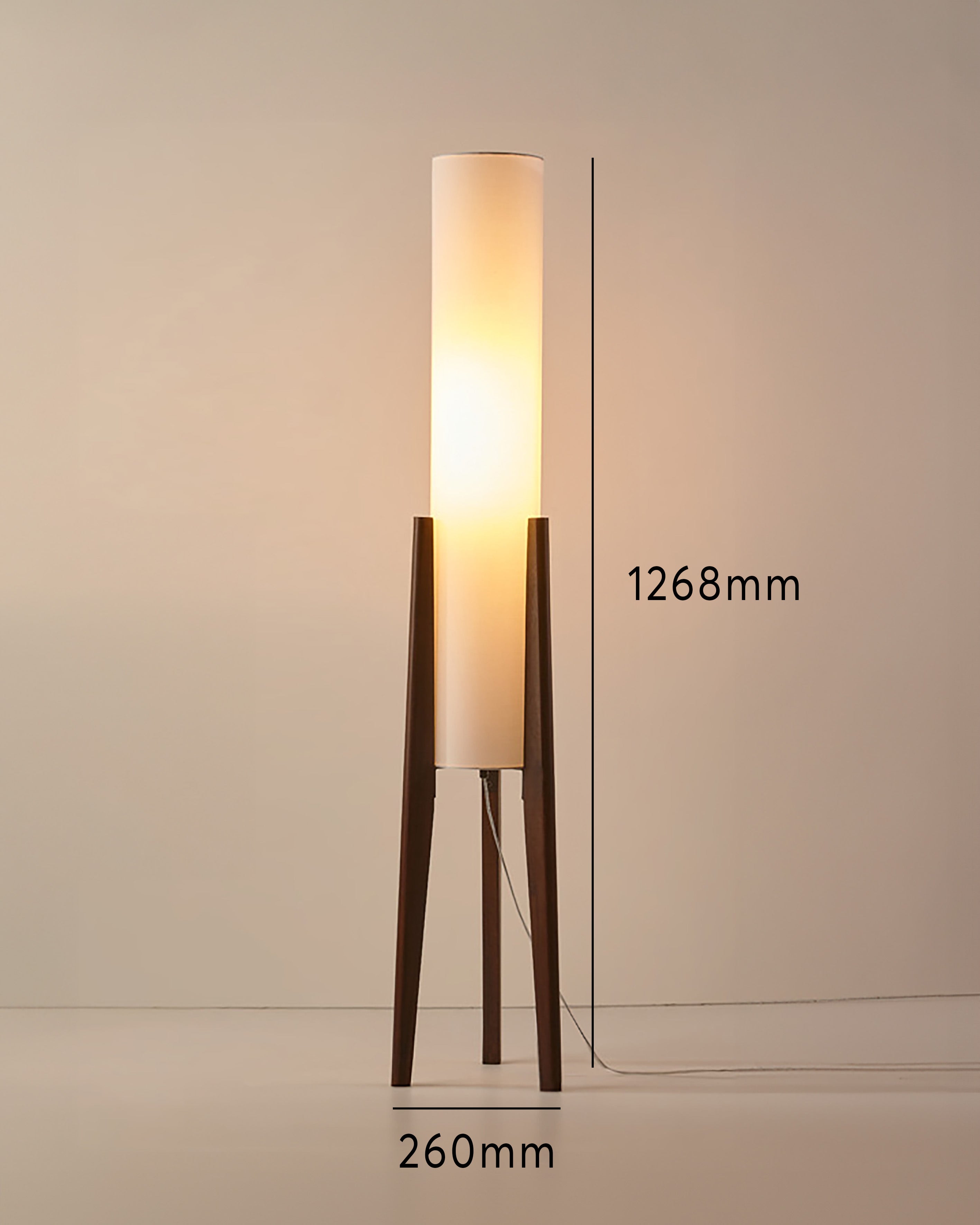 NovaOak Walnut Floor Lamp Solid Wood With Fabric Shade