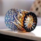 Kirrea ručně vyráběná whisky sklenice v modré a jantarové barvě s dřevěnou krabičkou | Petprovac