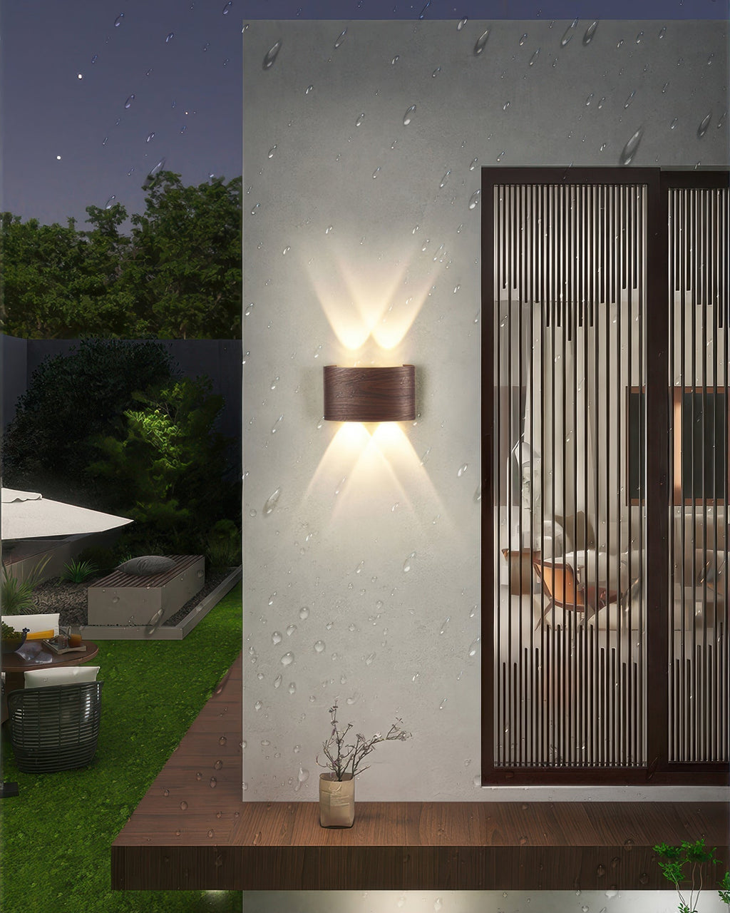 LumaVerde Woodgrain LED Outdoor Sconce Weather-Resistant