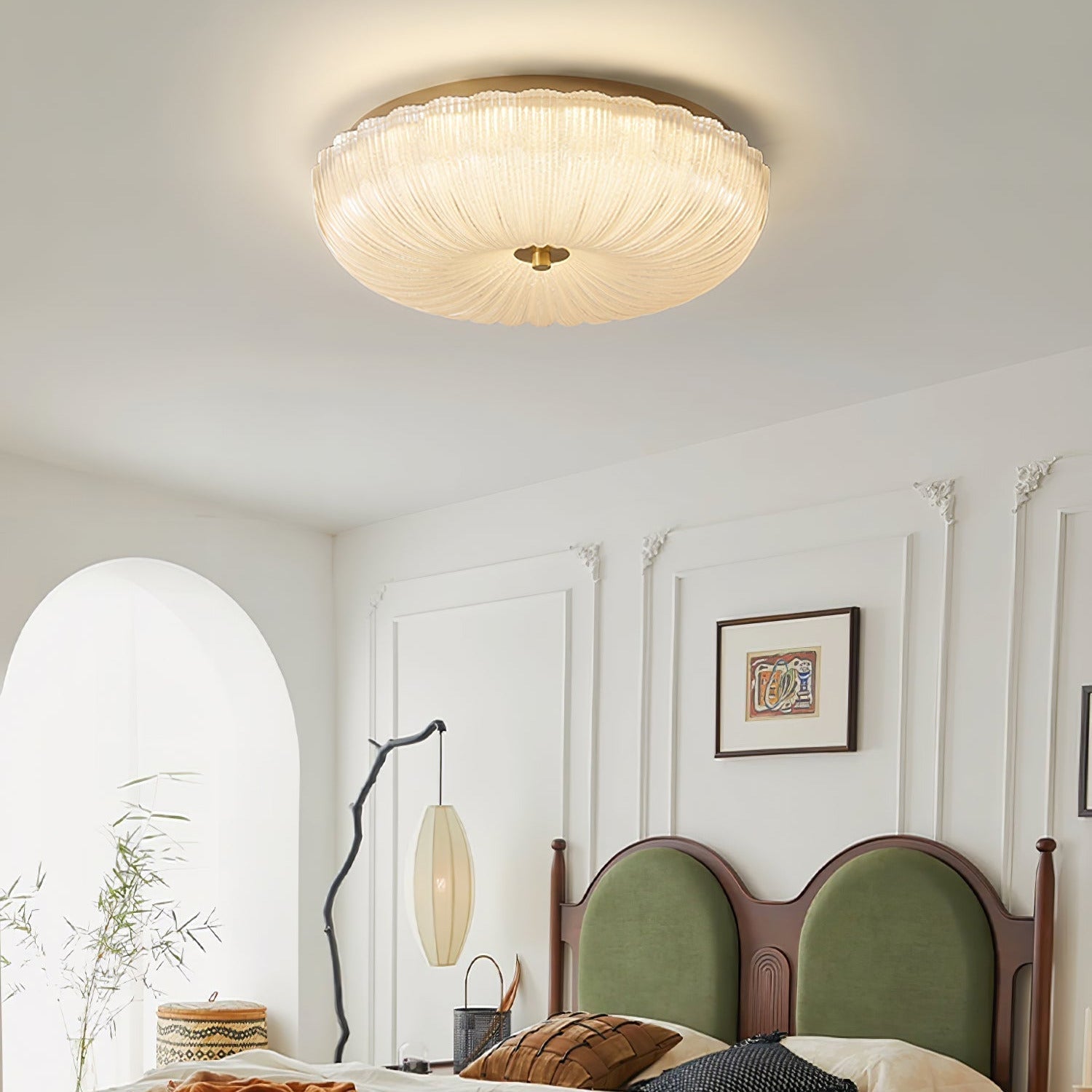 Nyra Ripple glazen plafondlamp | Strakke moderne gloed
