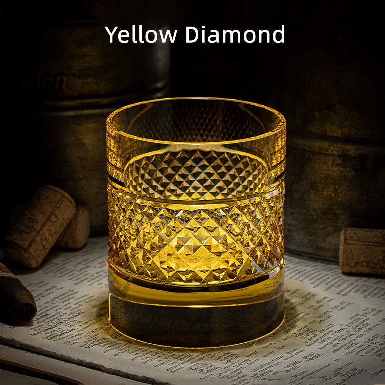 ミズミ マルチカラー ダイヤモンドパターン ウイスキーグラス 木製ボックス付き | Petprovac