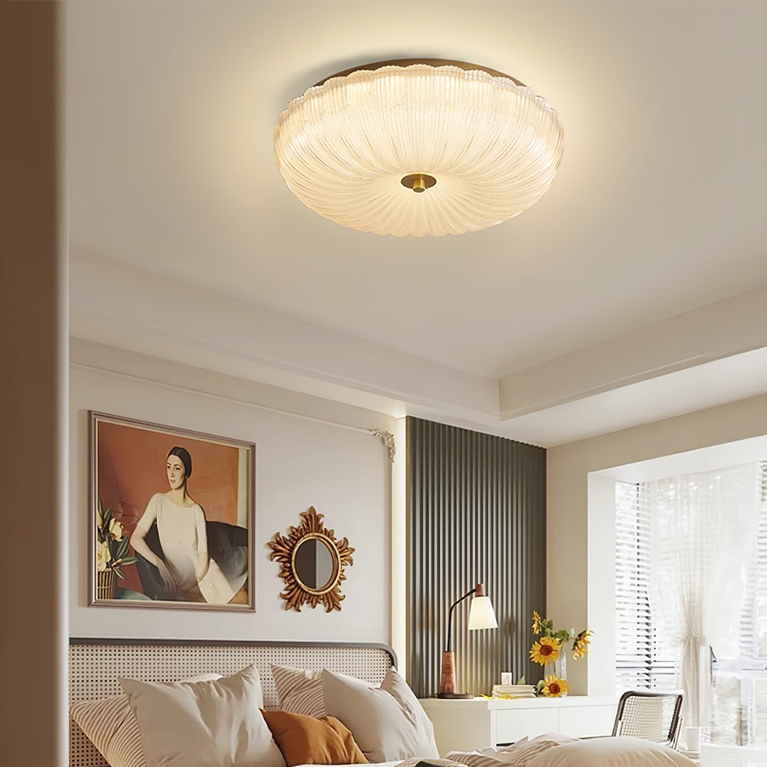 Nyra Ripple glazen plafondlamp | Strakke moderne gloed