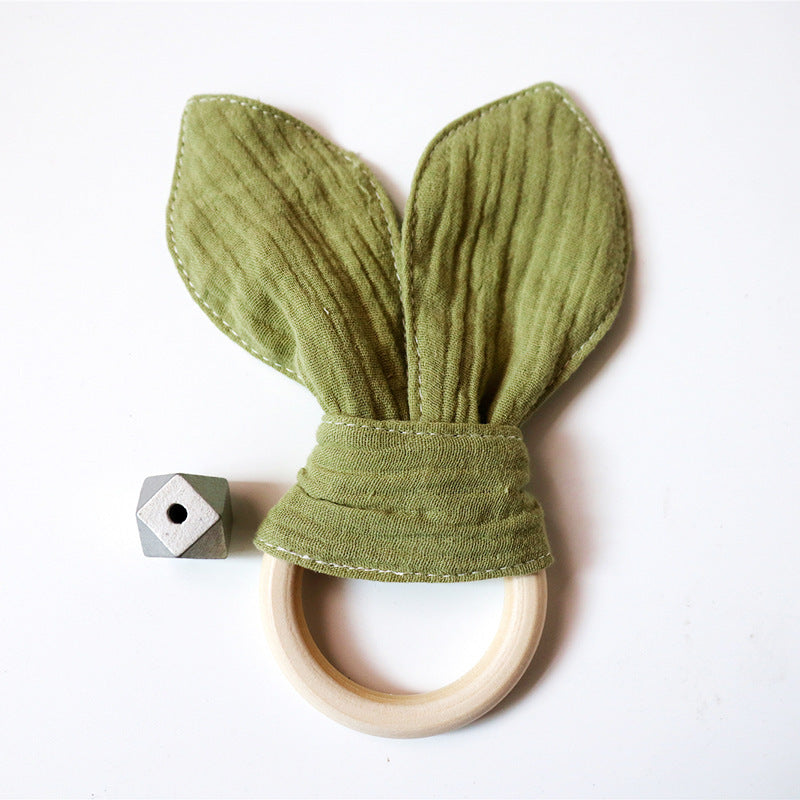 Natural Wooden Bunny Ear Baby Teether