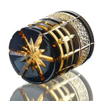 Kiyora 手作りアンバーウイスキーグラス ダイヤモンドカットデザイン 木製ボックス付き | Petprovac