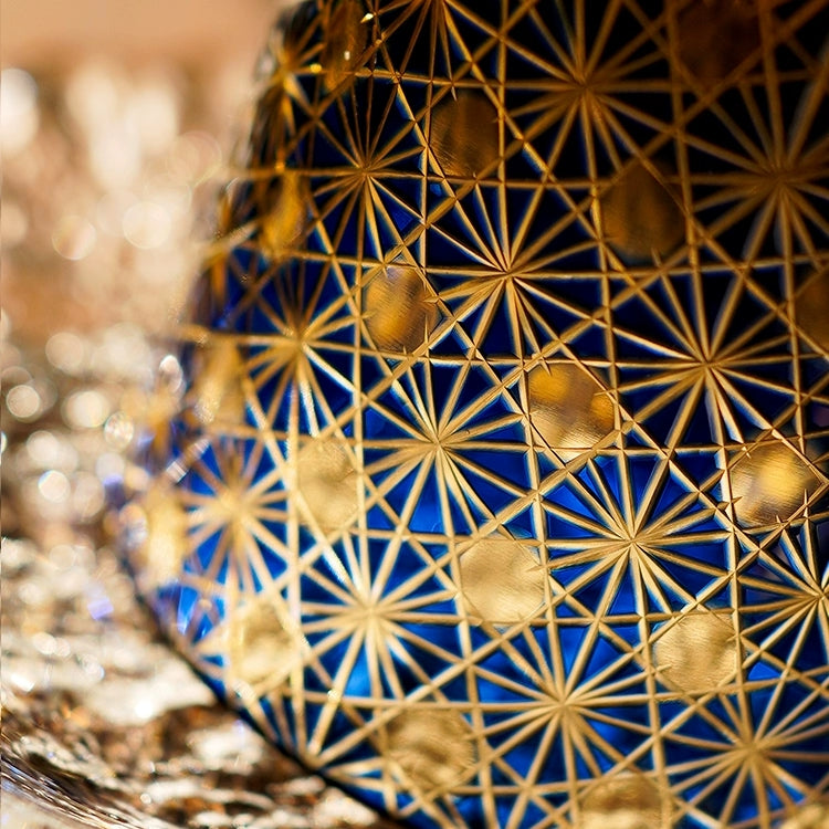 Miyara | Bicchieri artigianali per whisky ambra con design a stella di crisantemo e scatola di legno | Petprovac