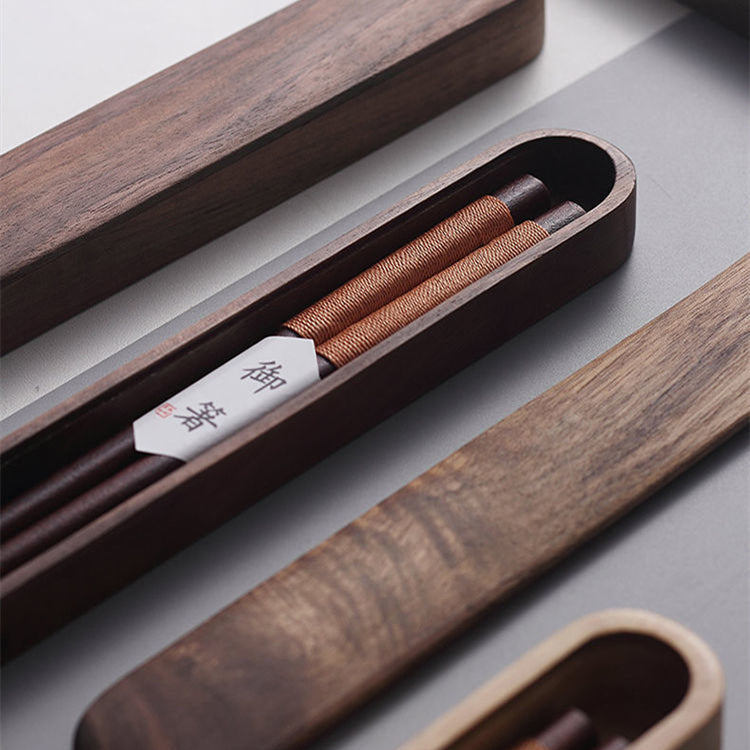 Virelle Black Walnut Chopsticks In Wooden Box With Thread