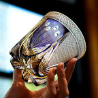 כוס וויסקי ידנית מיוורי עם עיט הנשר הסגול ואריזת עץ | Petprovac