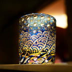 Kirrea ručně vyráběná whisky sklenice v modré a jantarové barvě s dřevěnou krabičkou | Petprovac