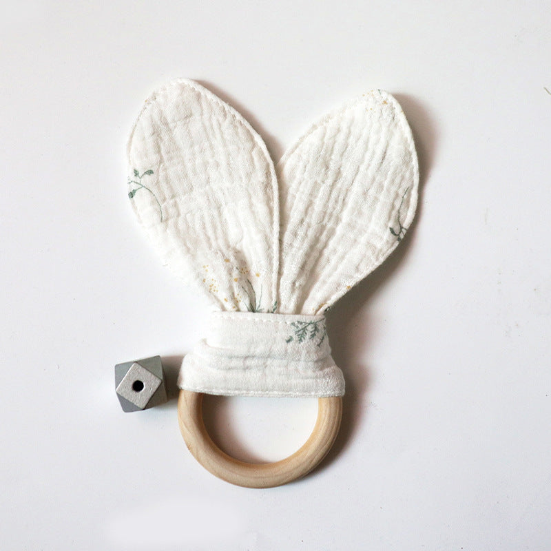 Natural Wooden Bunny Ear Baby Teether