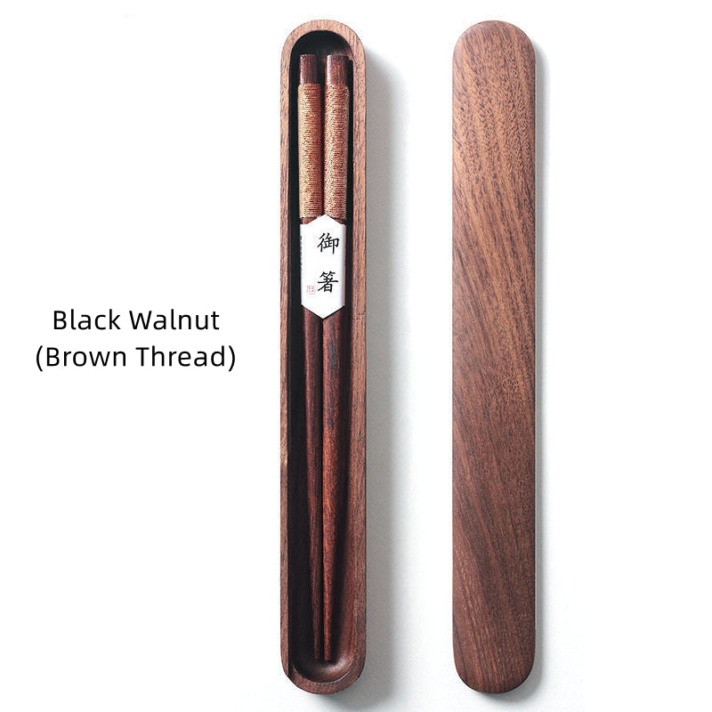 Virelle Black Walnut Chopsticks In Wooden Box With Thread