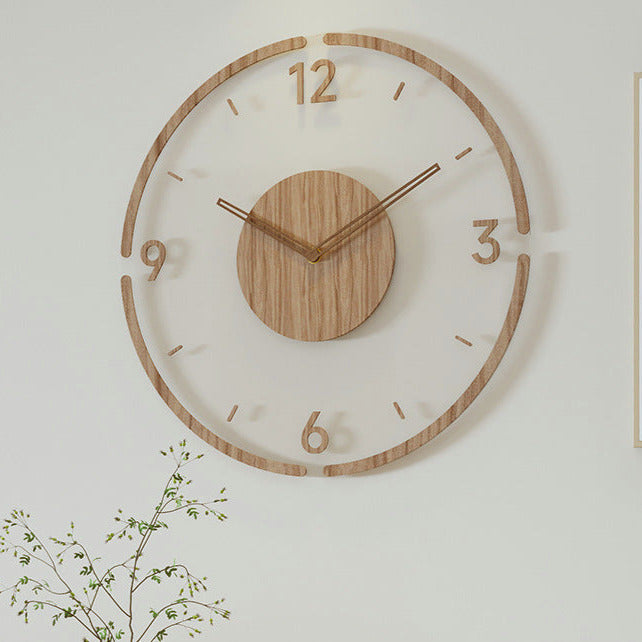 Virelo Real Wood Wall Clock Silent 35 cm Hjemmedekorasjon