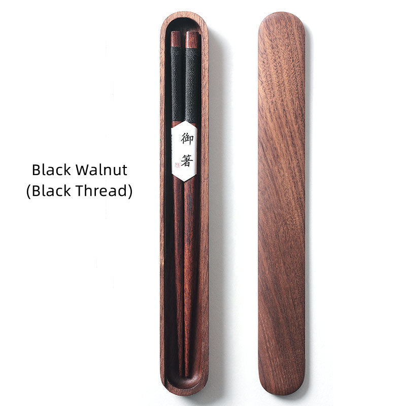 Virelle Black Walnut Chopsticks In Wooden Box With Thread