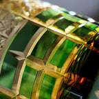 Kiyora 手作りアンバーウイスキーグラス ダイヤモンドカットデザイン 木製ボックス付き | Petprovac