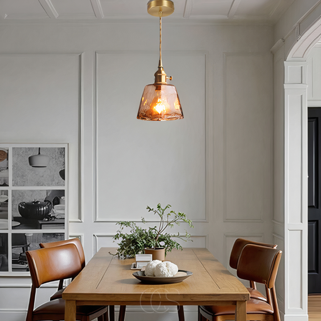Lampada a sospensione in vetro ambra – luce calda e design elegante | Petprovac
