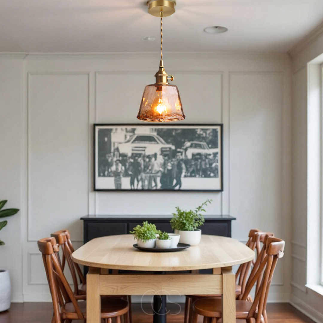 Lampada a sospensione in vetro ambra – luce calda e design elegante | Petprovac