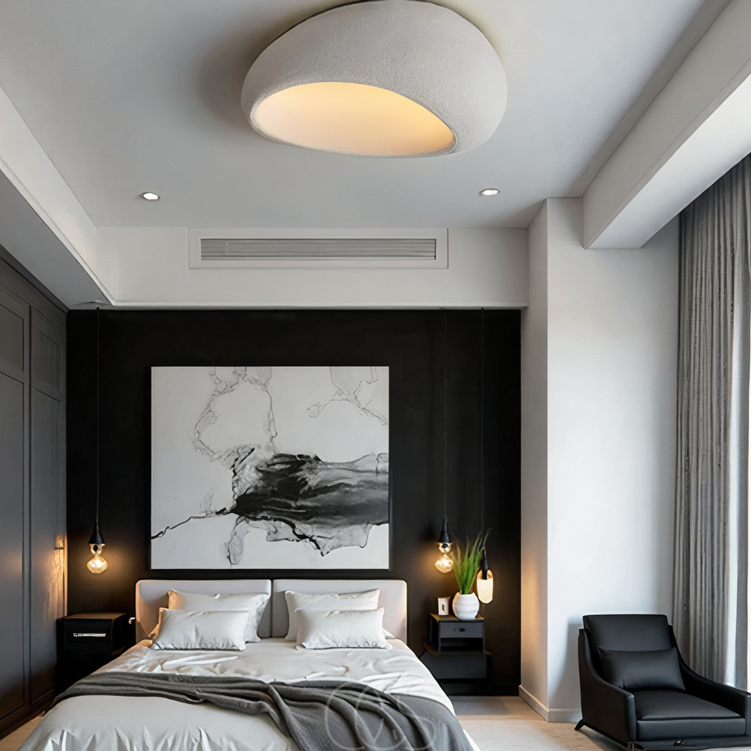 侘寂ファブリック天井ランプ - ポリフォーム＆レジン | Petprovac