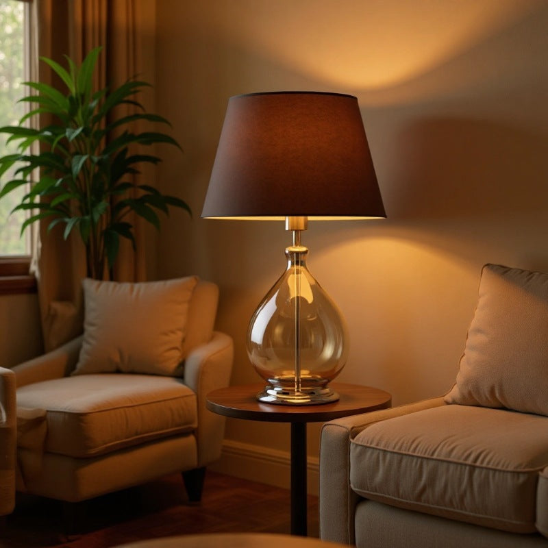 带布罩的玻璃台灯 适用于现代家居照明