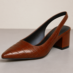 Asteria Croco-præget Slingback-pumps til kvinder med hel dags komfortgaranti