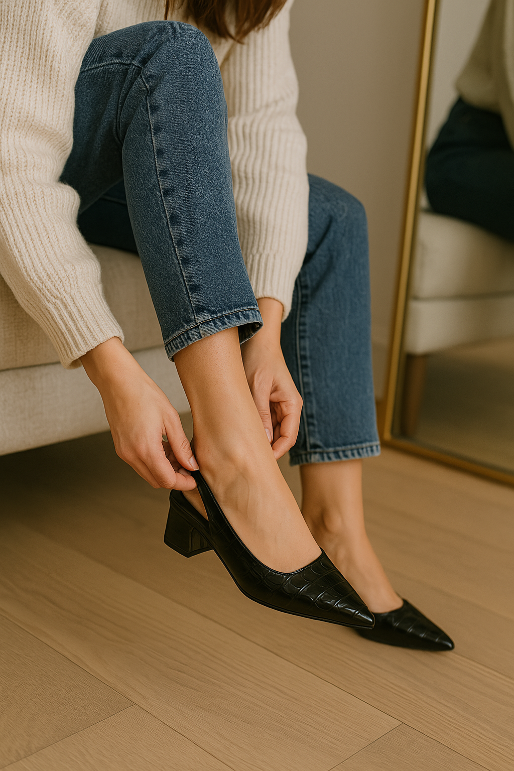 Asteria Croco-præget Slingback-pumps til kvinder med hel dags komfortgaranti