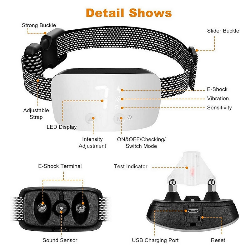 NovaPup vízálló érintőképernyős ugatásgátló nyakörv, újratölthető