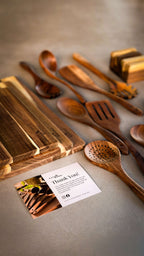 Natural Teak 9-Piece Kitchen Utensil Set For Cooking | petprovac