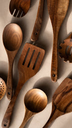 Natural Teak 9-Piece Kitchen Utensil Set For Cooking | petprovac