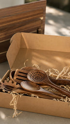 Natural Teak 9-Piece Kitchen Utensil Set For Cooking | petprovac