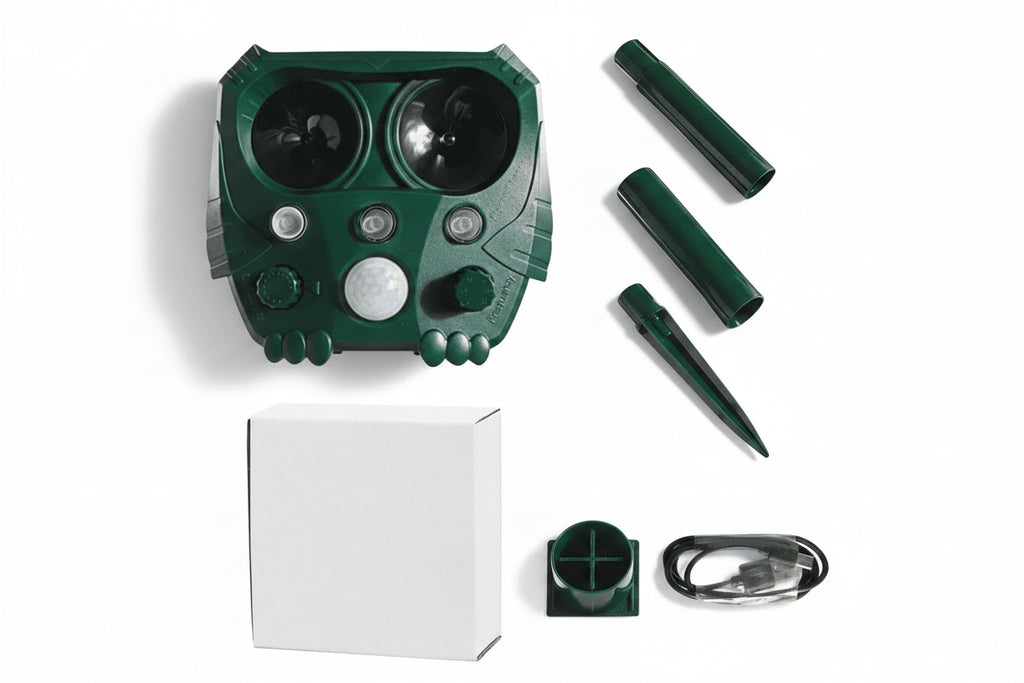 Solar Motion-Activated Pigeon Deterrent with Ultrasonic & Flash Protection