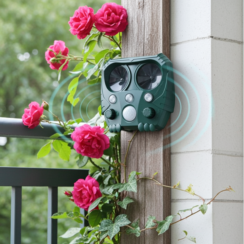 Solar Motion-Activated Pigeon Deterrent with Ultrasonic & Flash Protection