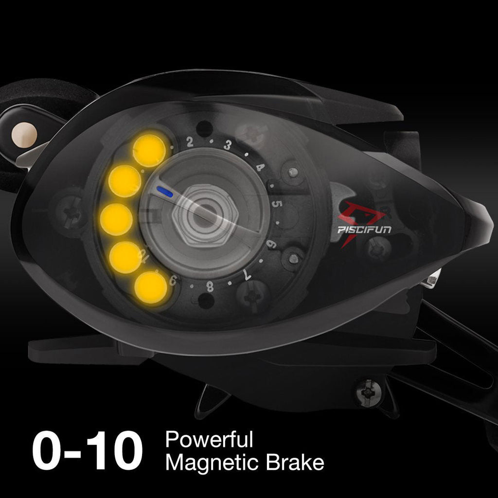 بكرة صيد Petprovac Torrent لصيد الطُعم، أقصى سحب 18 رطلاً، نسبة التروس 7.1:1 و 5.3:1