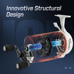 بكرة صيد الجليد Piscifun ICX Frost Carbon، نظام إسقاط مغناطيسي، قطر بكرة كبير