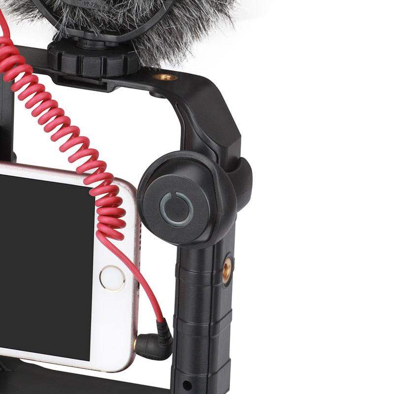 Suporte de Vídeo para Telemóvel com Luz para Filmagem em Movimento e Imagens Estáveis