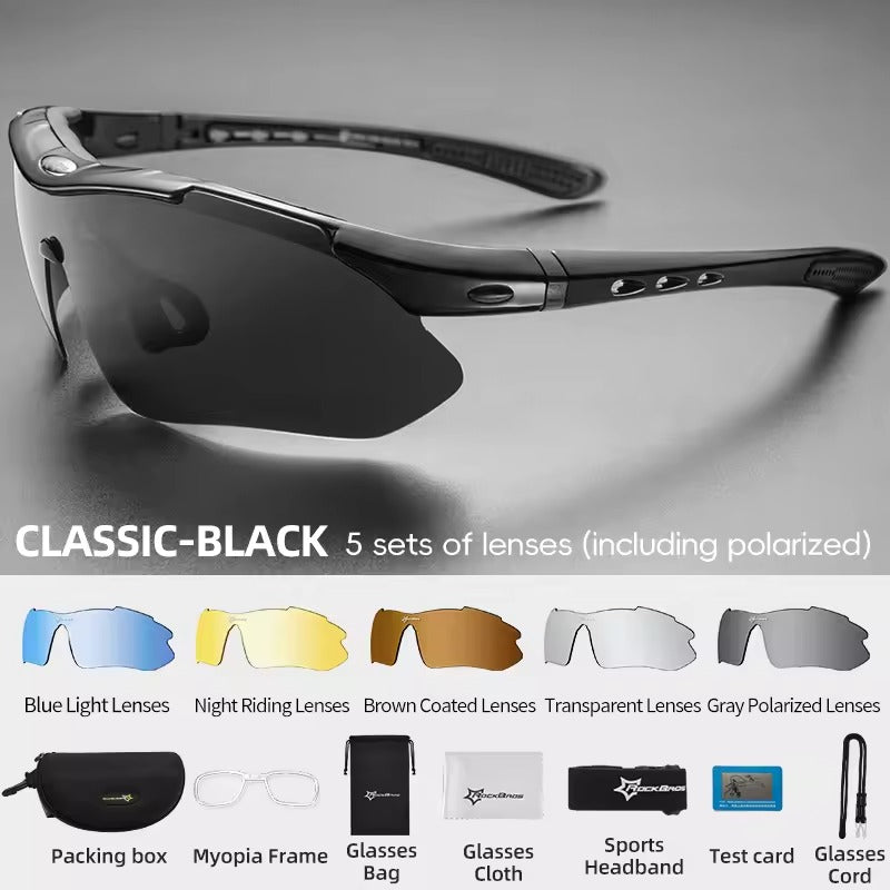 Five Lens Photochromic Polarized Cycling Glasses For Mountain Bikers