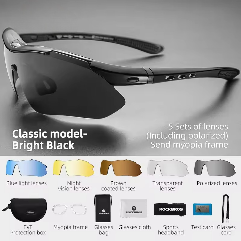 Five Lens Photochromic Polarized Cycling Glasses For Mountain Bikers